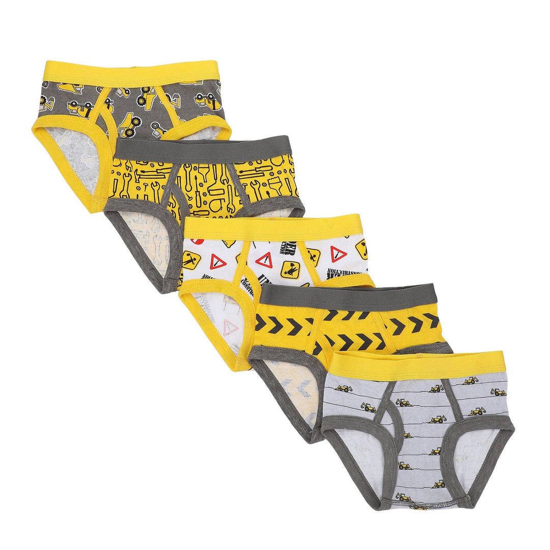 FUNFARE Underwear Trucks Toddler Boys Cotton Briefs With Pouch (5 Pack)