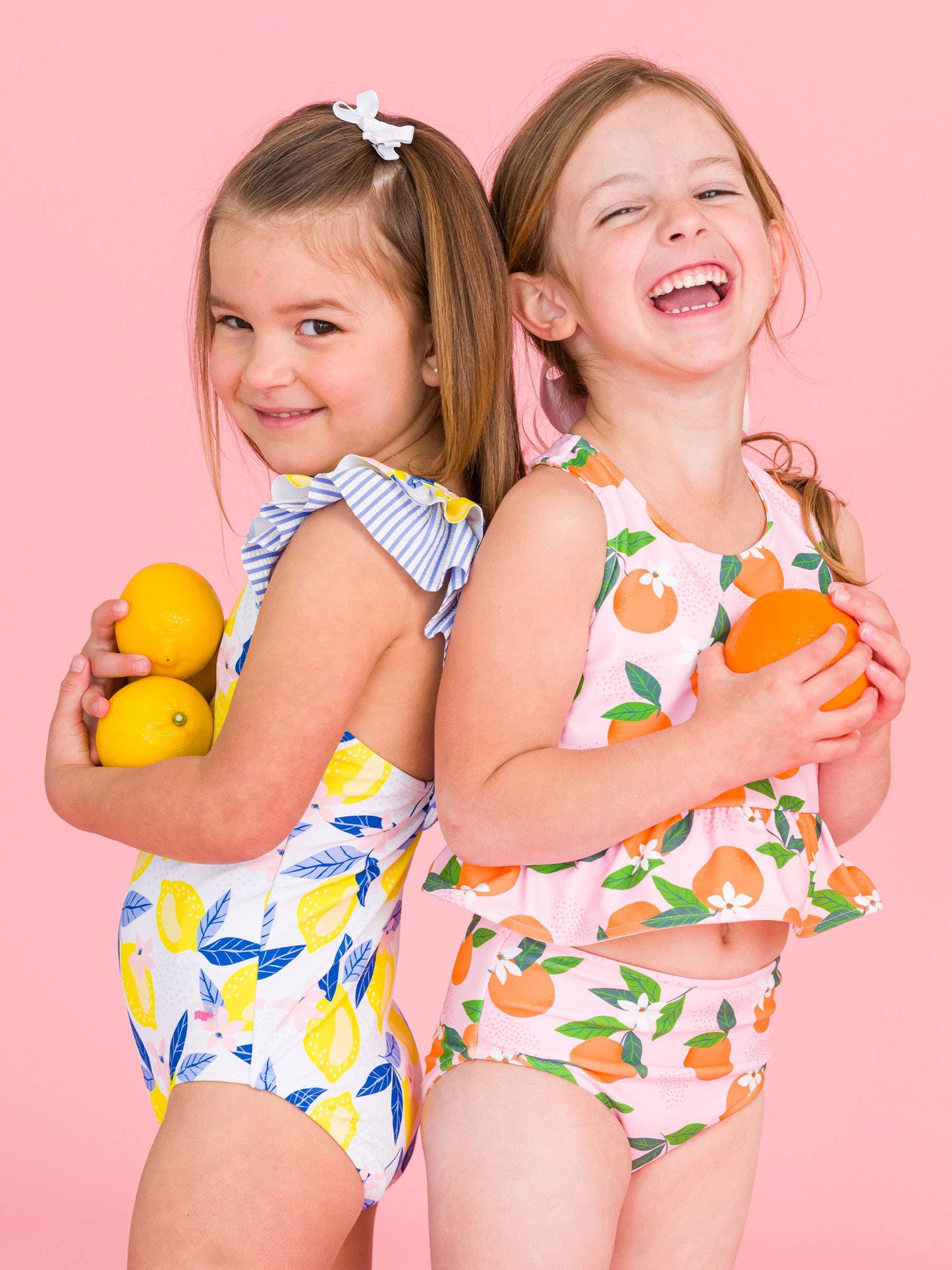 Girls Lemon Capri Bow V-Back One Piece Swimsuit