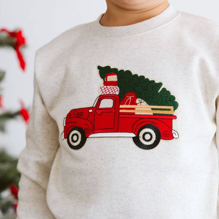 Christmas Truck Patch Sweatshirt - Natural - Boys Clothing