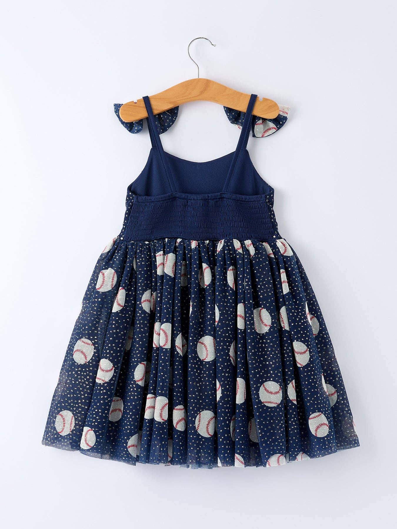 Baseball Sleeveless Bow Strap Girls Dress