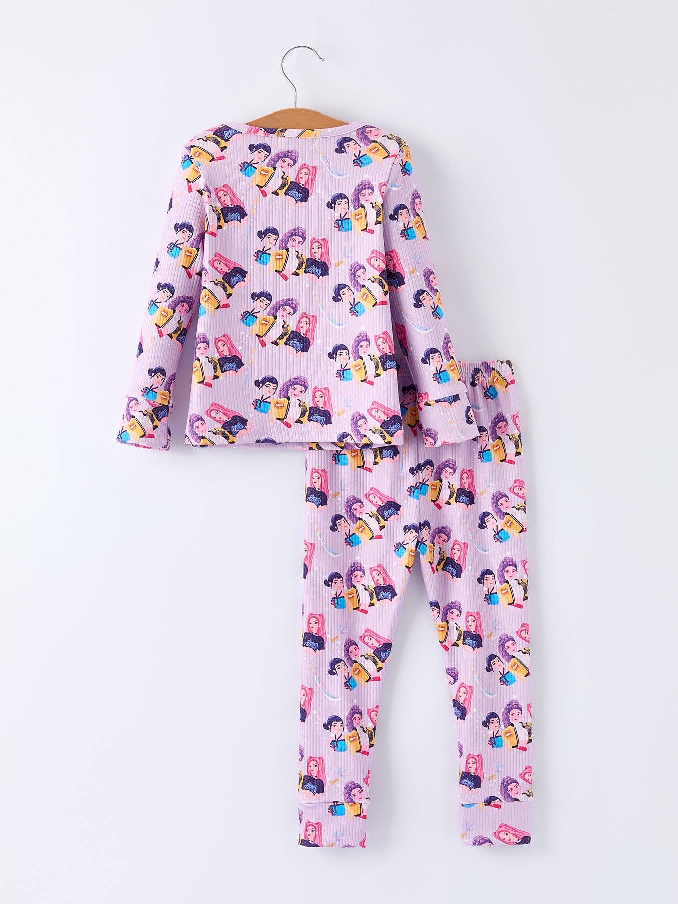 Girls Purple Print Long Sleeve Lounge Set