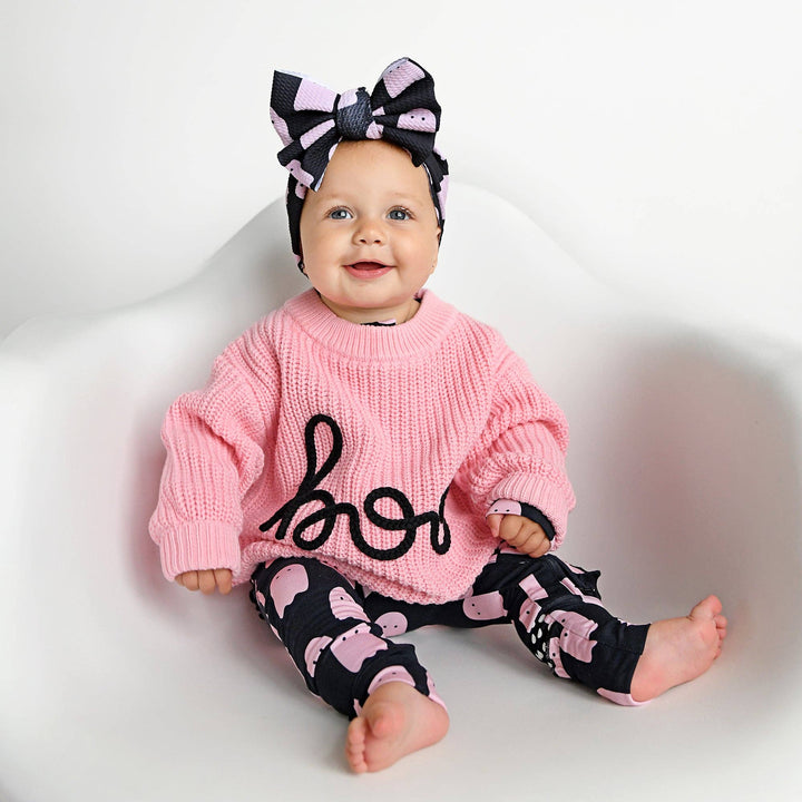 Suéter rosa Boo para Halloween para niños
