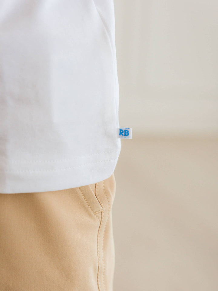 Boys White Knit Long Sleeve Henley Tee