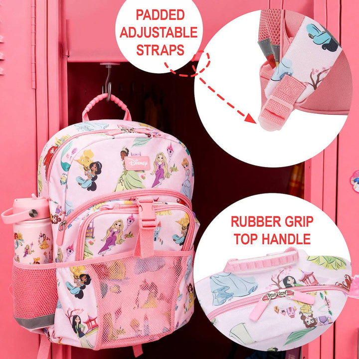 Disney Princess All-Over Character Print Pink 16” Backpack With Lunchbox Set