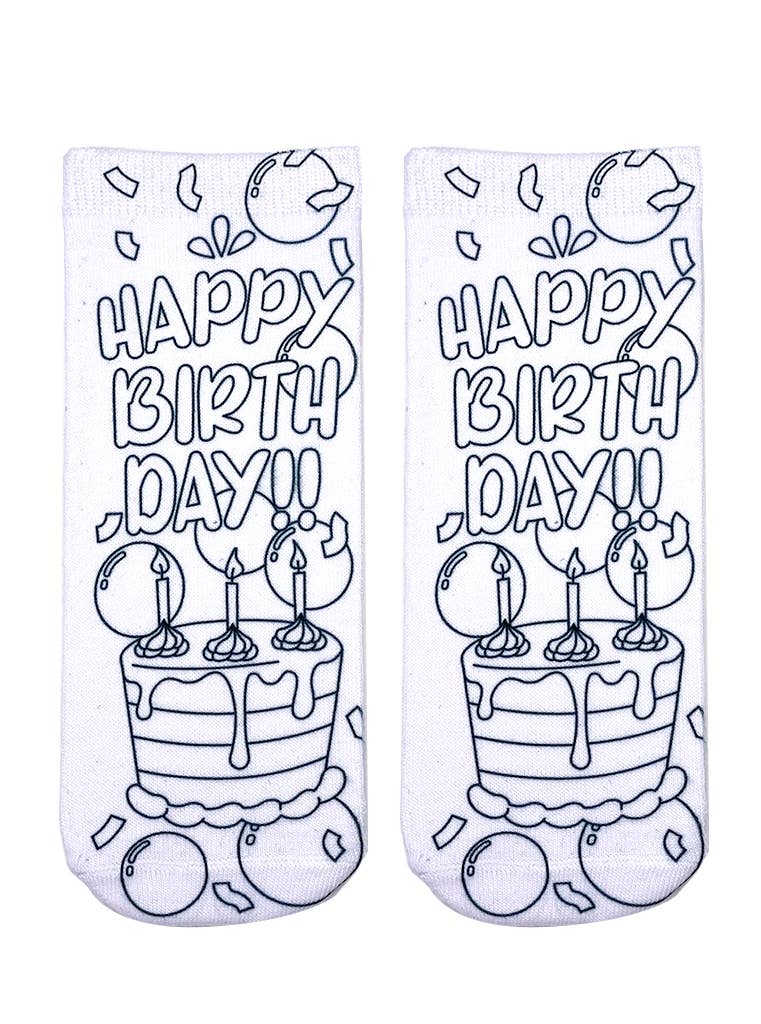 Ankle Socks - DIY Coloring Kit - Happy Birthday