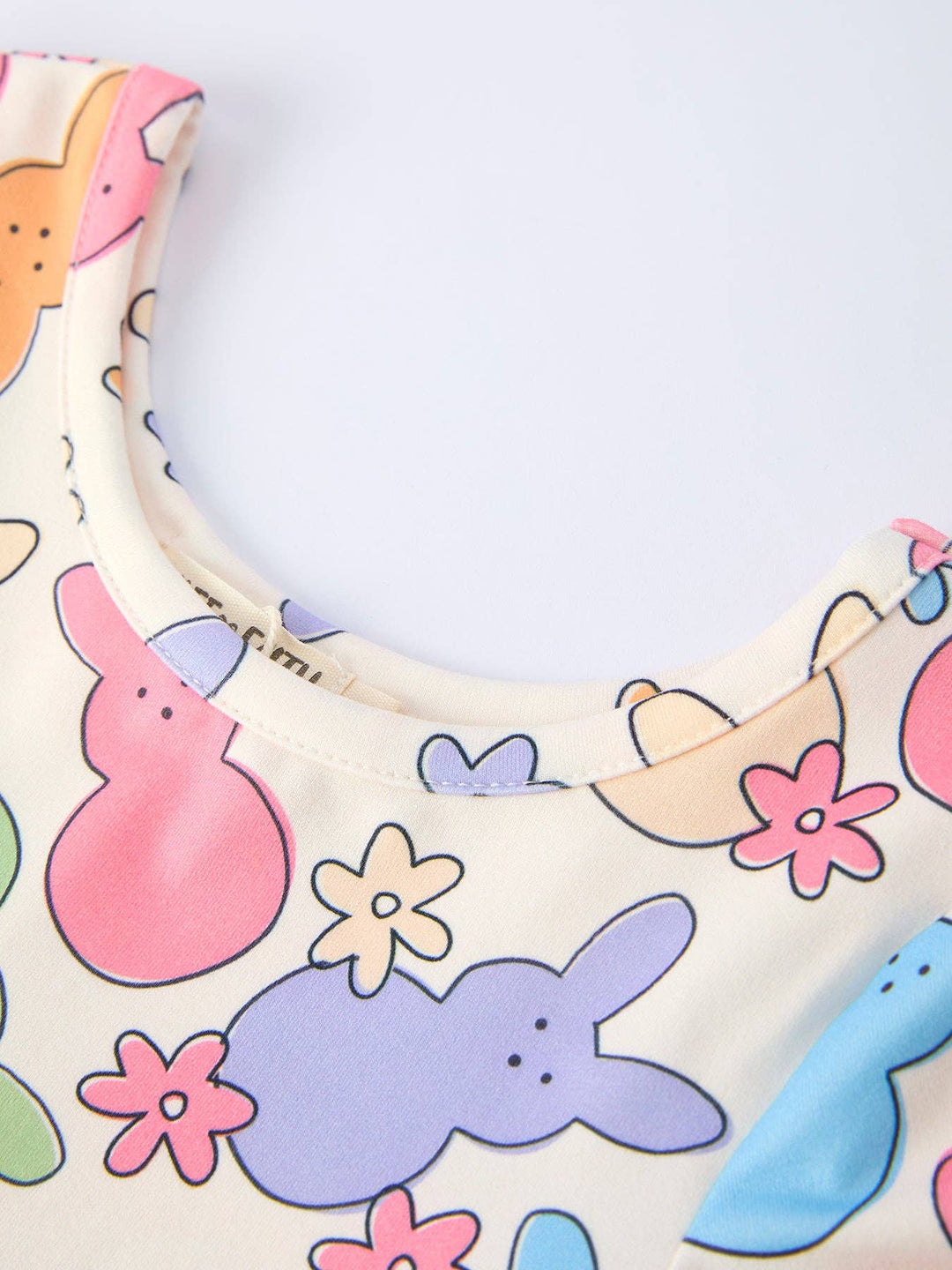 Colorful Bunny Girls Twirl Short-sleeved Dress