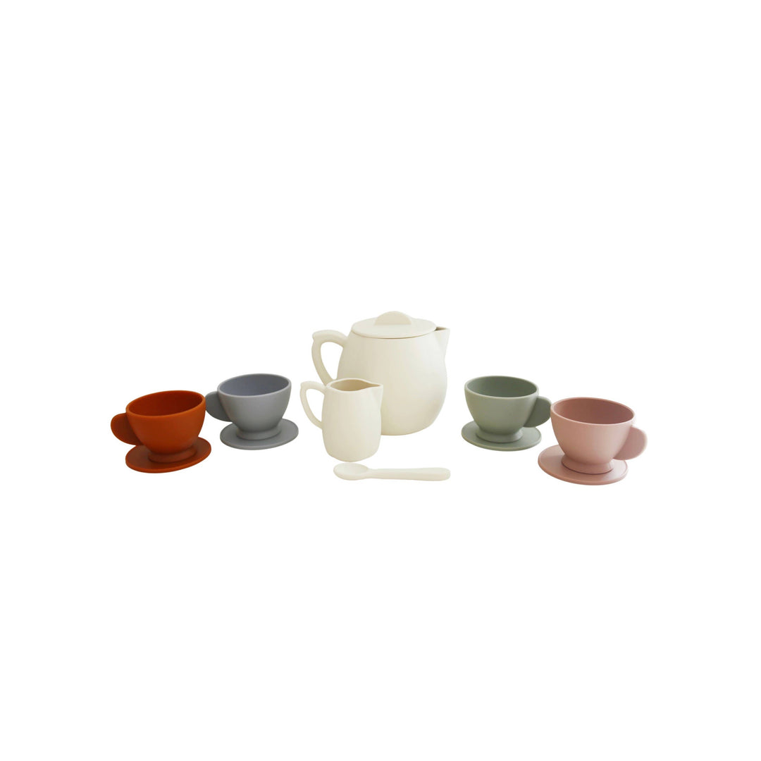 Juego de té de silicona con mezcla de colores crema