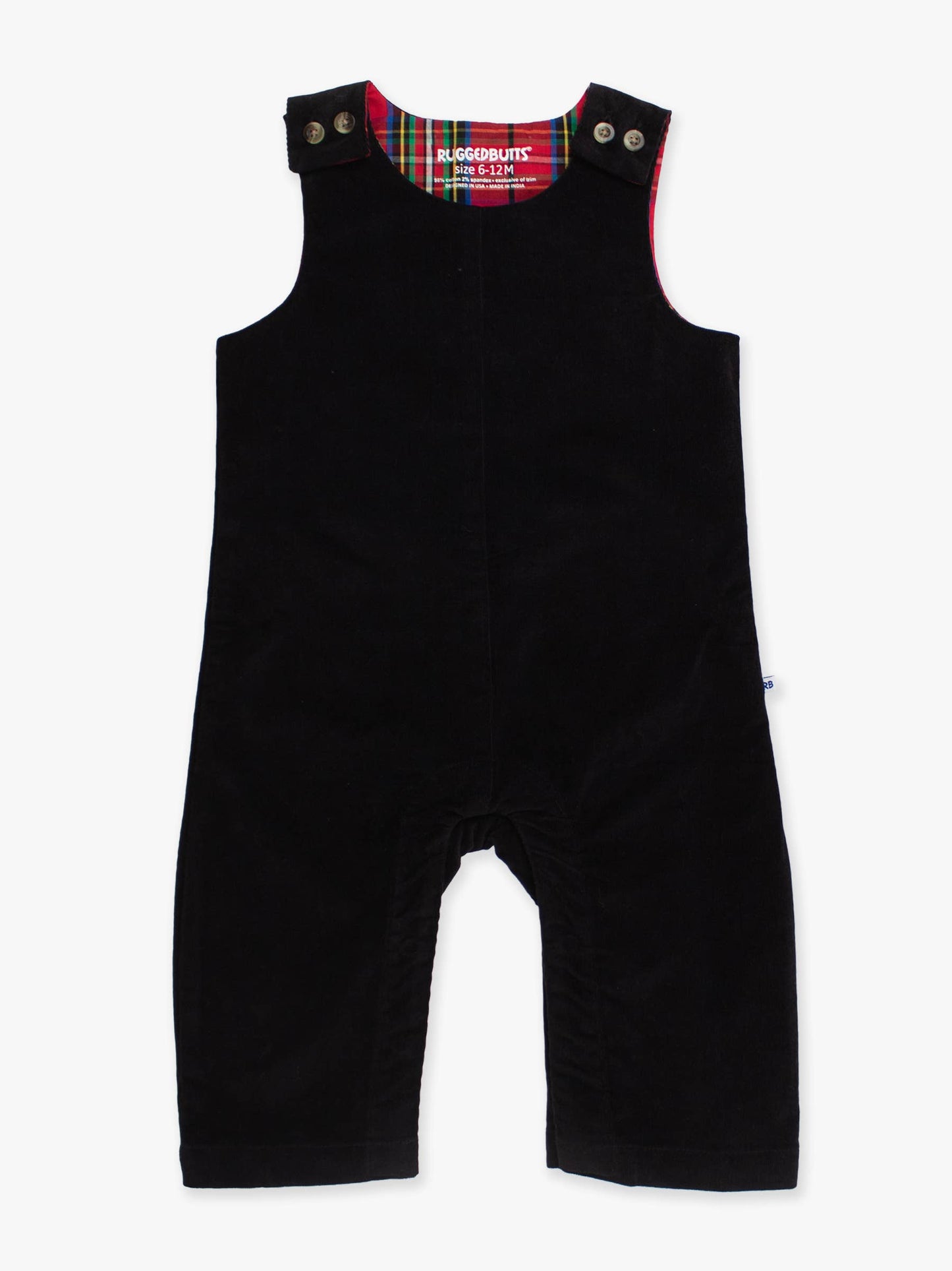 Baby Boys Black Stretch Corduroy Longall Romper