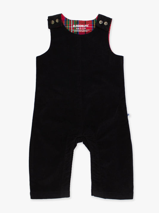 Baby Boys Black Stretch Corduroy Longall Romper
