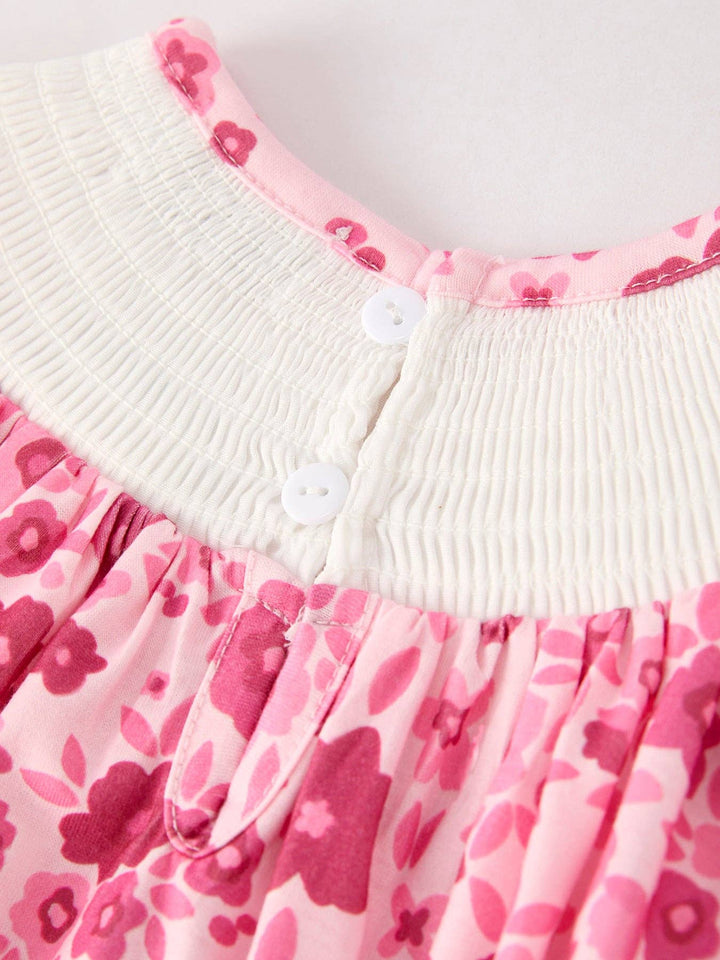 Boots Smocking Embroidered Short Sleeve Floral Dress