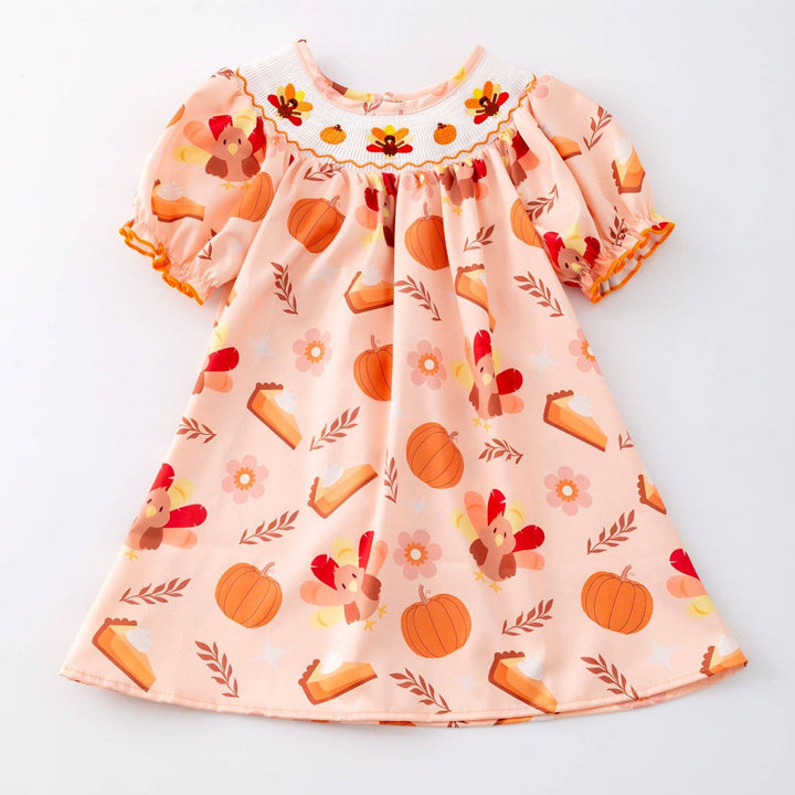 Thanksgiving Smocked Girls Dress