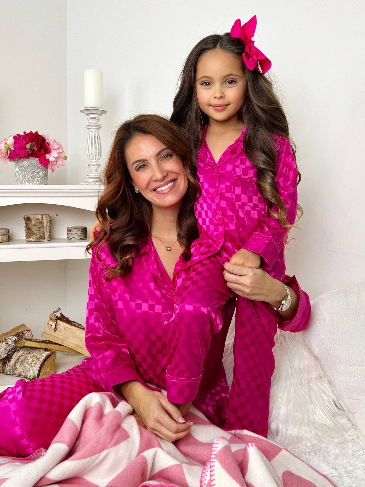 Mommy And Me Loved By You Fuchsia Pajamas