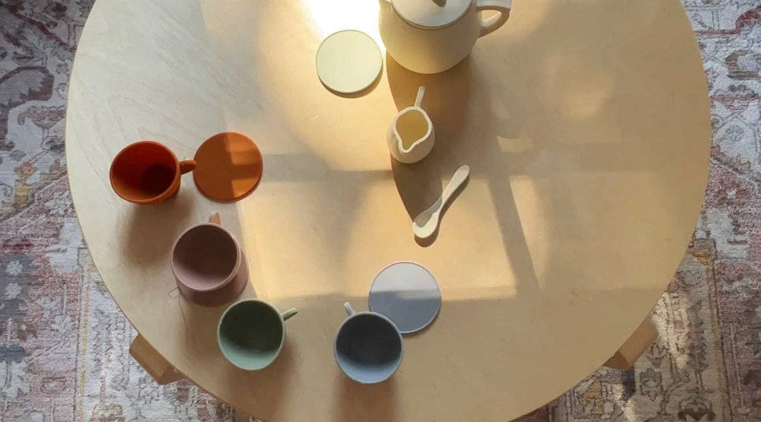 Juego de té de silicona con mezcla de colores crema