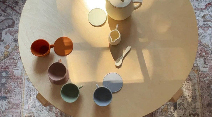 Juego de té de silicona con mezcla de colores crema