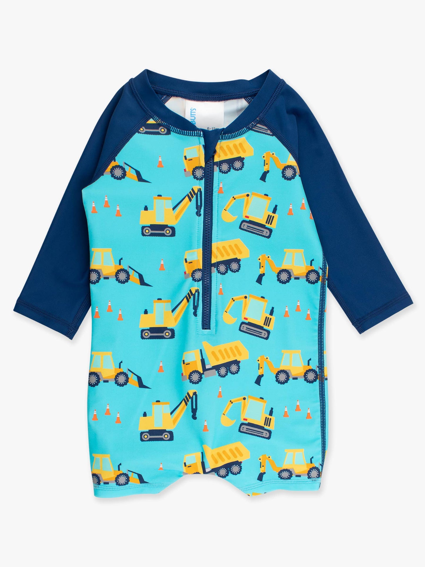 Baby Boys Under Construction Long Sleeve One Piece Rash Guard Swimsuit