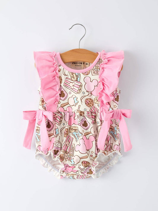 Summer Sweet Treat Print Girls Short Sleeve Romper