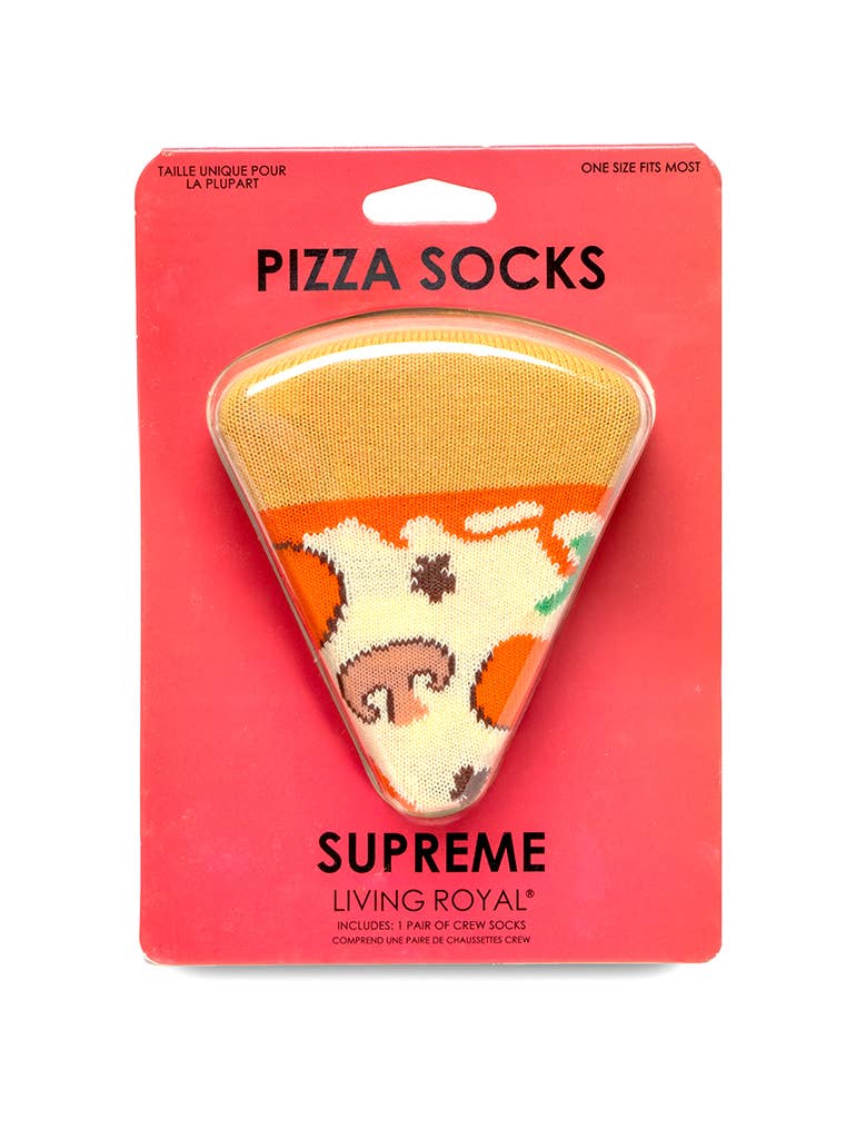 3D Packaged Crew Socks - Pizza Slice - "Cheesy" - Orange