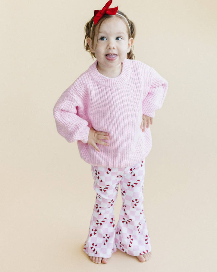 Christmas Candy Cane Kids &amp; Baby Flare Pants | Pink