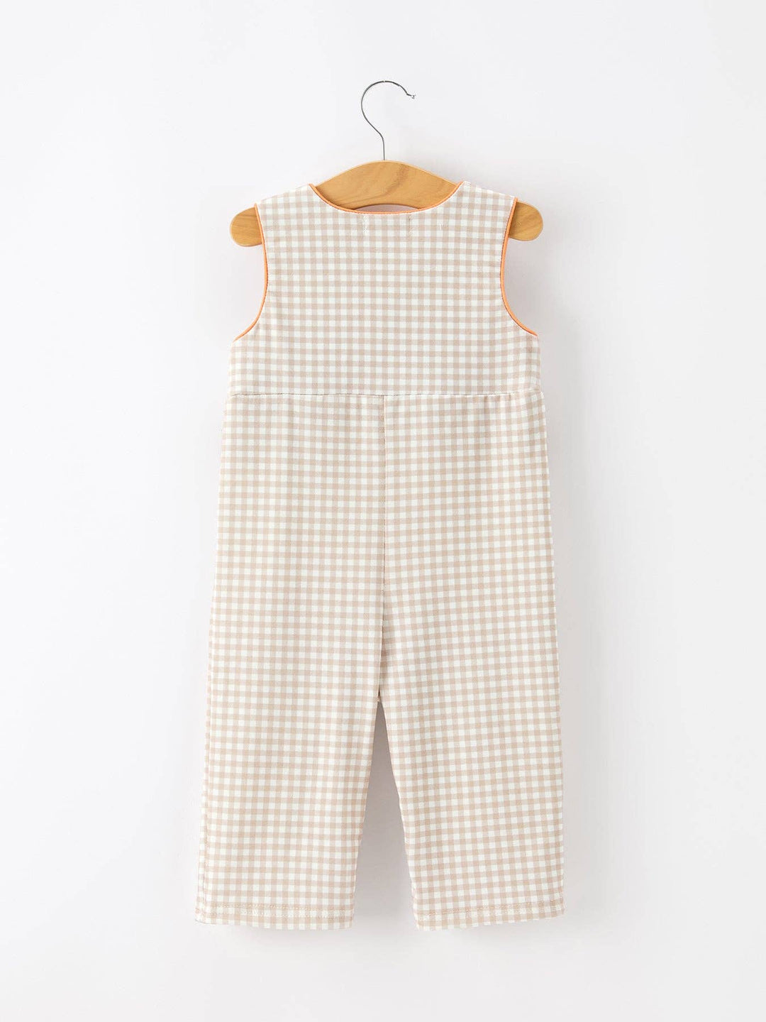 Thanksgiving Boys Gingham Jon Jon Embroidered Romper