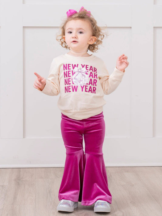 New Year Cheer Velvet Bell Bottom Outfit