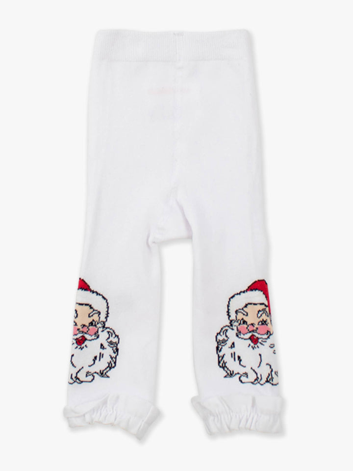 Girls Santa Joy Patterned Footless Ruffle Tights