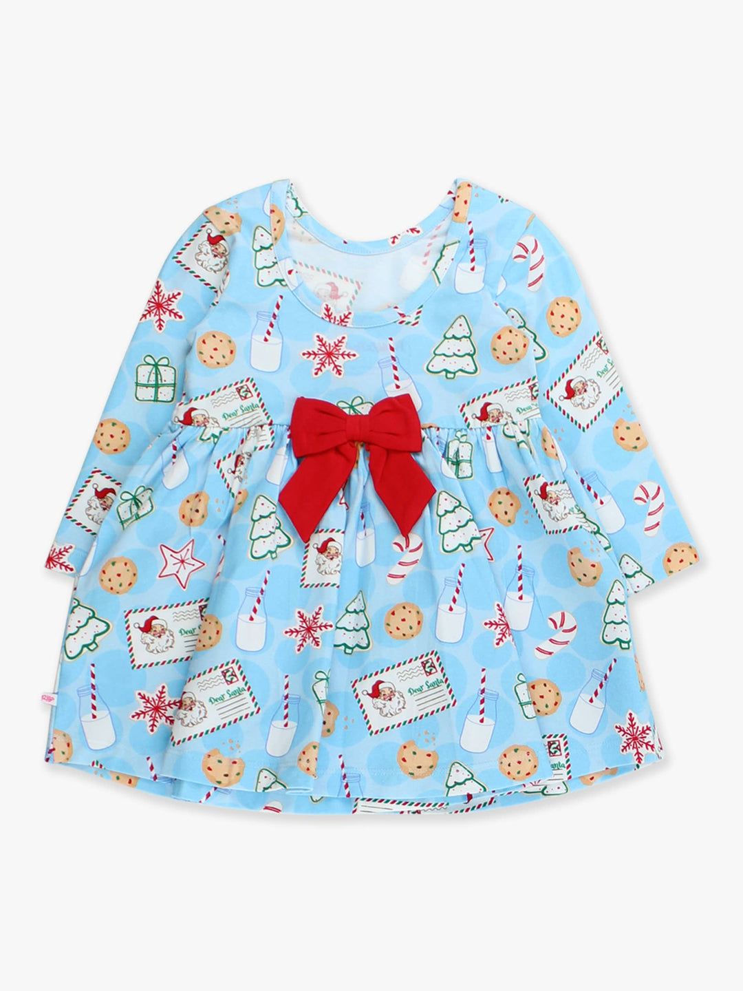 Vestido de punto de manga larga con diseño de dulces de Papá Noel para niñas