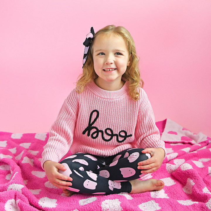 Suéter rosa Boo para Halloween para niños