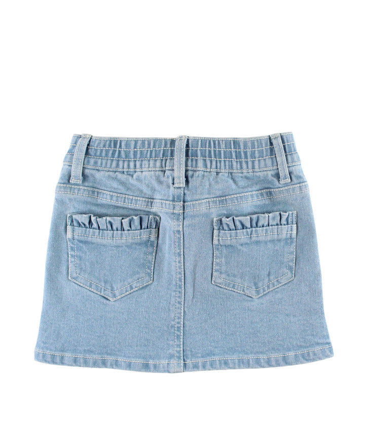 Girls Light Wash Ruffle Jean Skirt