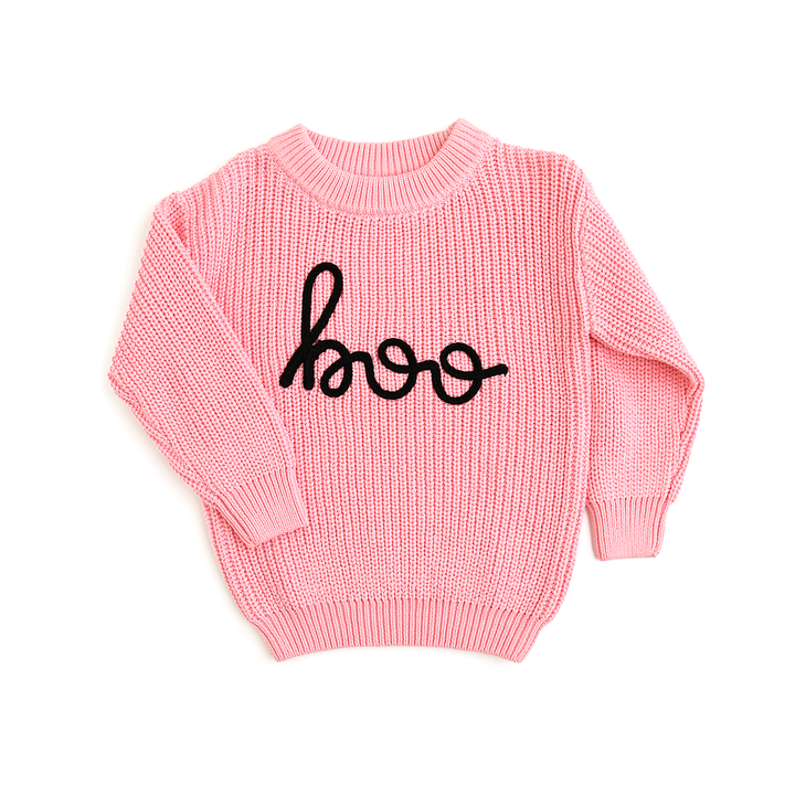 Suéter rosa Boo para Halloween para niños