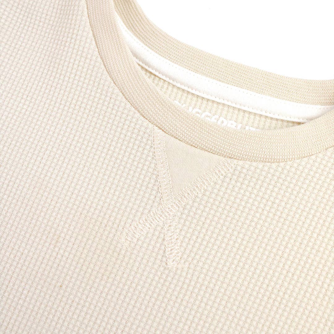 Boys Oatmeal Waffle Knit Long Sleeve Crew Neck Shirt