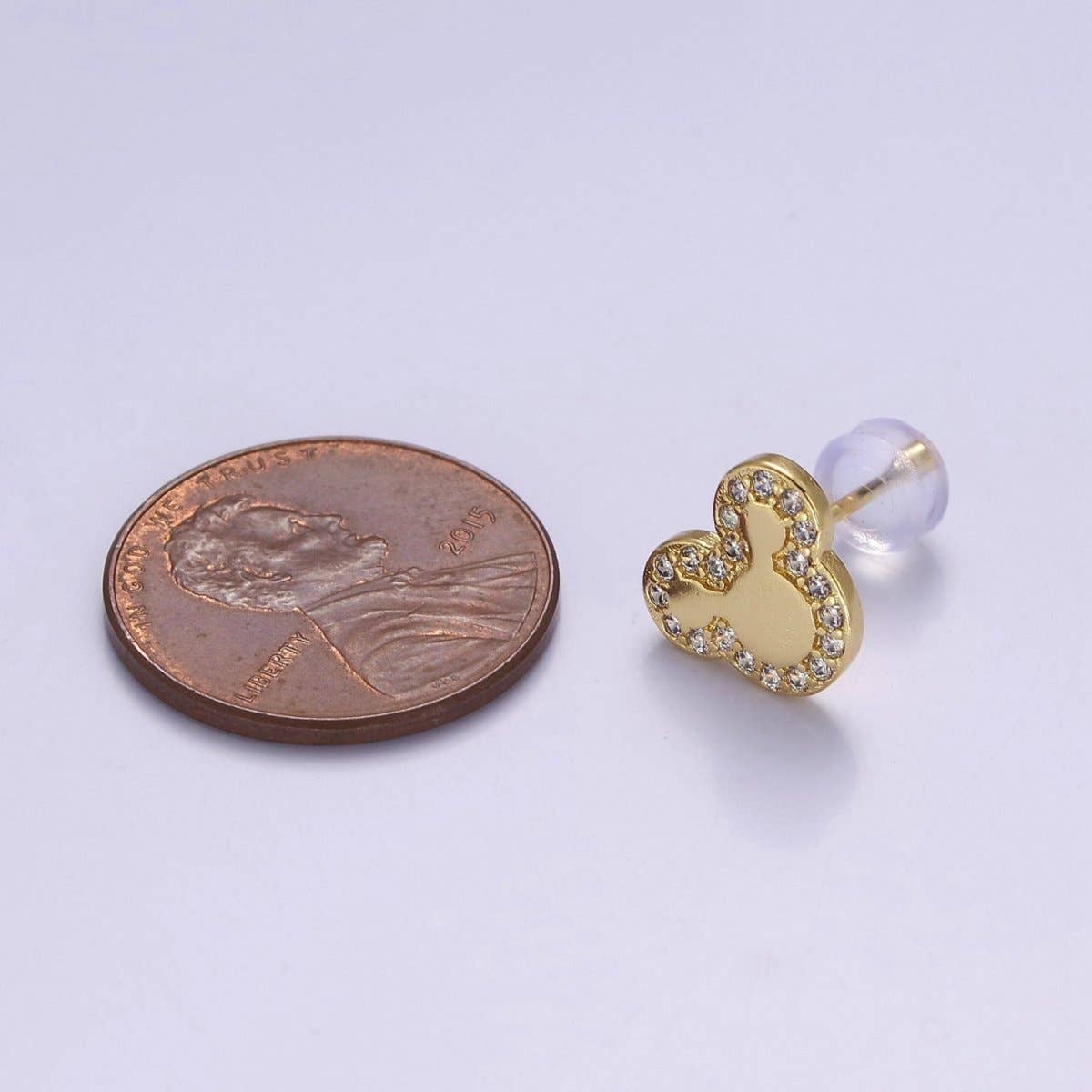 Gold Mickey Stud Earring V-163