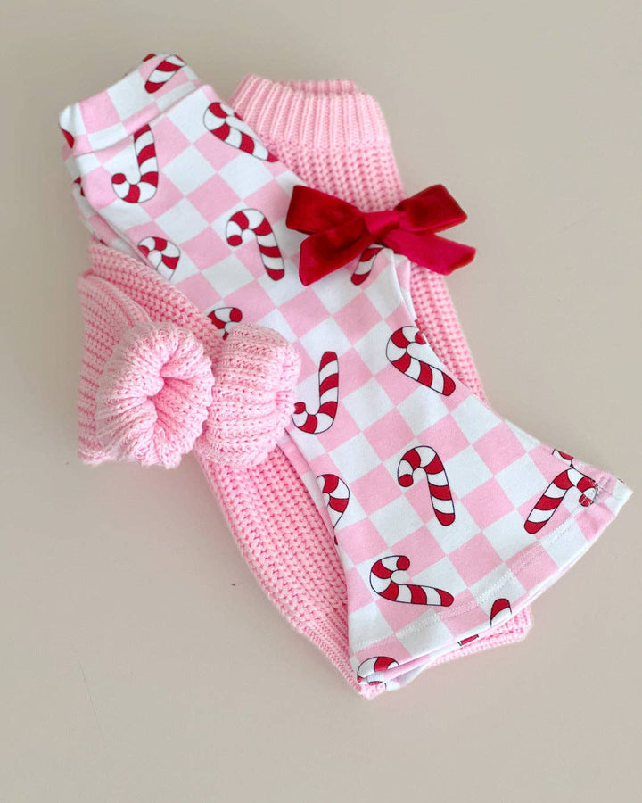Christmas Candy Cane Kids &amp; Baby Flare Pants | Pink
