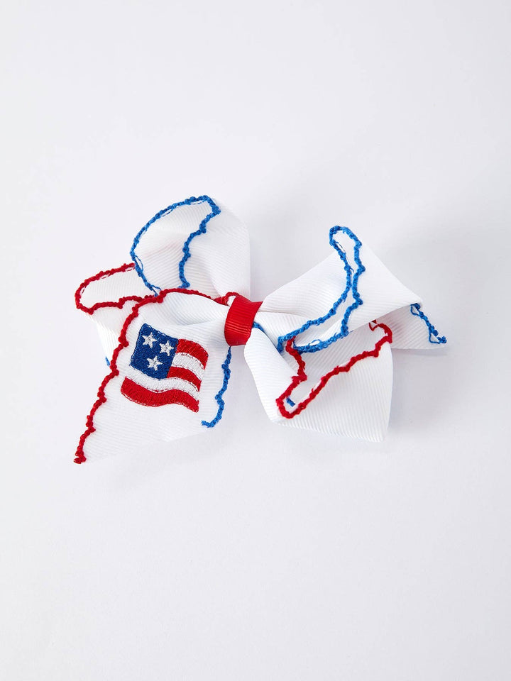 Stars &amp; Stripes Flag Hair Bow – Toddler Girls July 4th Hair Accessory