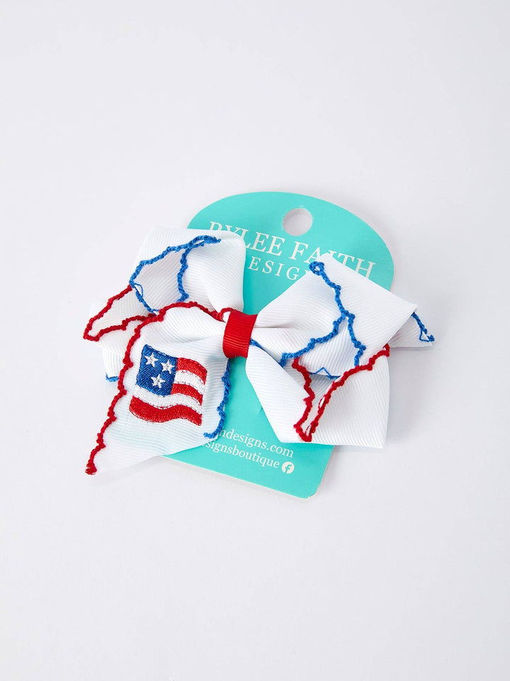 Stars &amp; Stripes Flag Hair Bow – Toddler Girls July 4th Hair Accessory