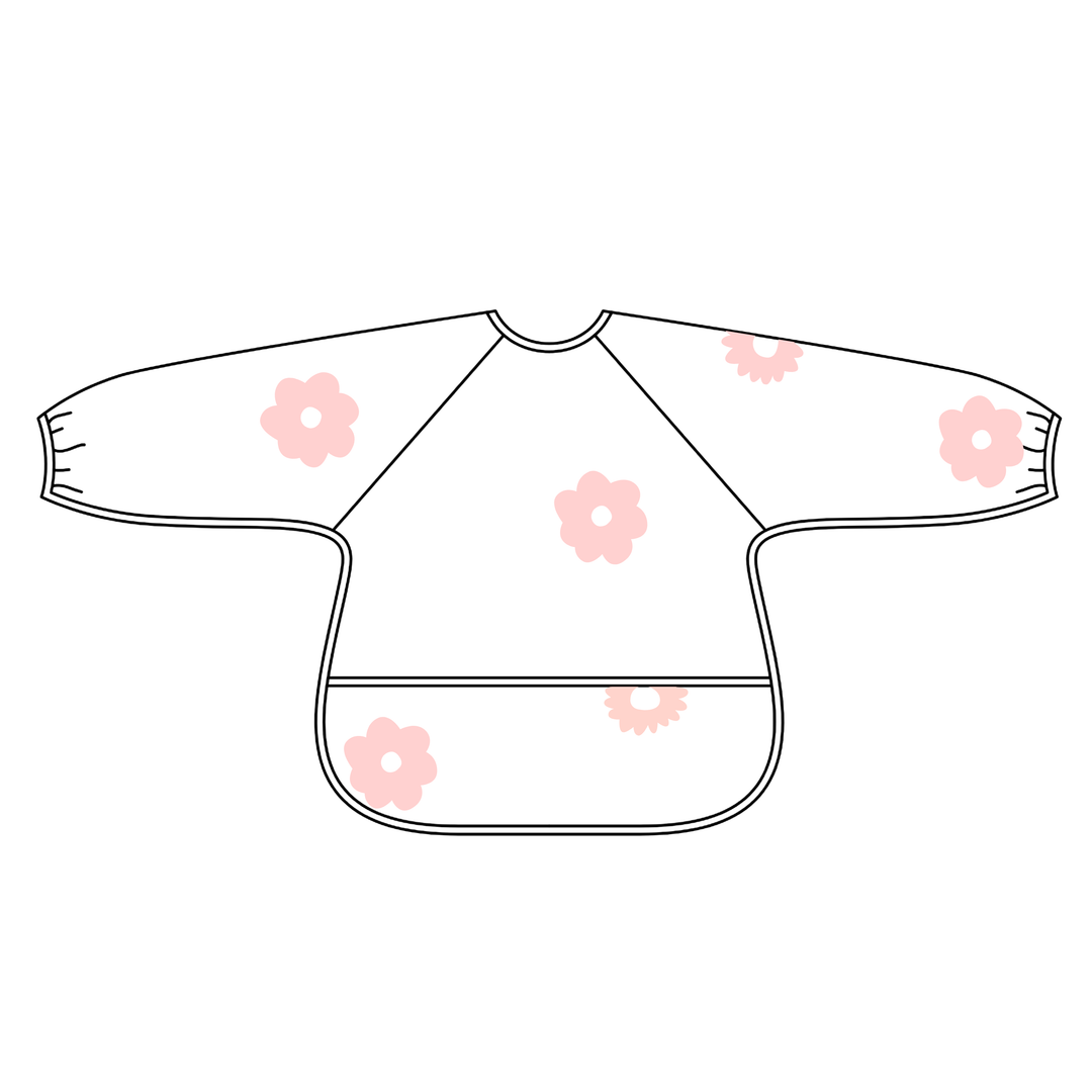 Smock Bib for Baby &amp; Toddler Long Sleeve (Pink Flowers)