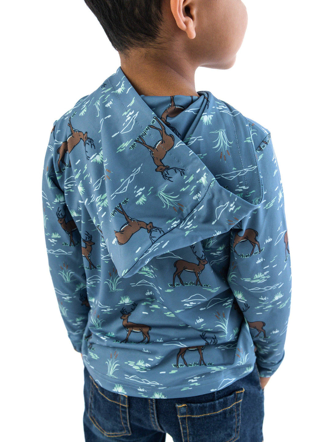 Boys Deer Antler Adventure Performance Hooded Shirt