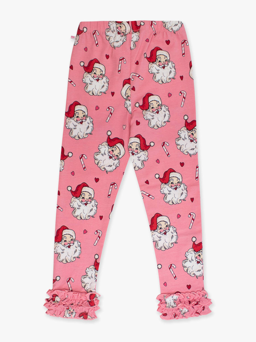Girls Pink Santa Joy Classic Ruffle Leggings