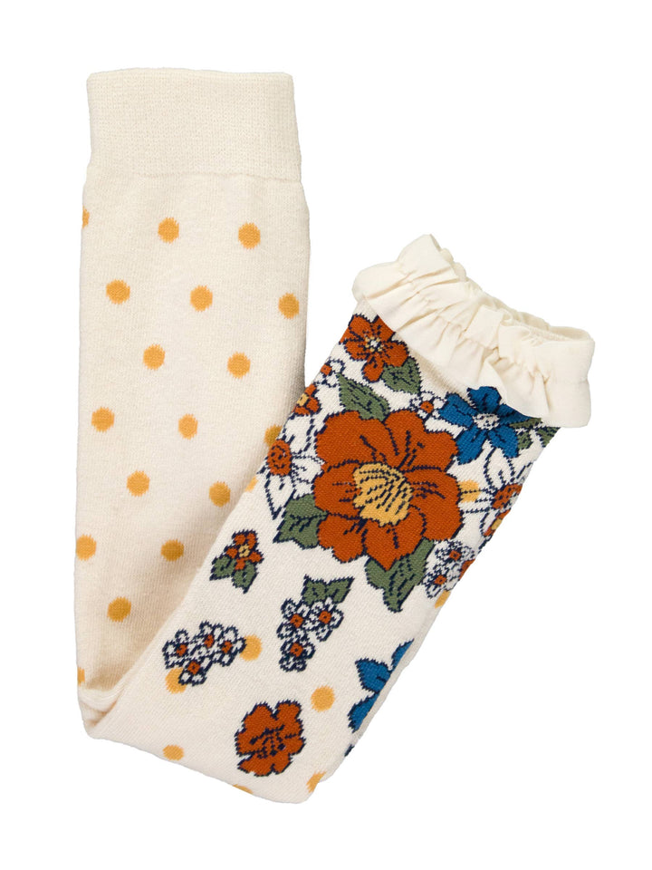 Girls Harvest Floral Patterned Footless Ruffle Tights