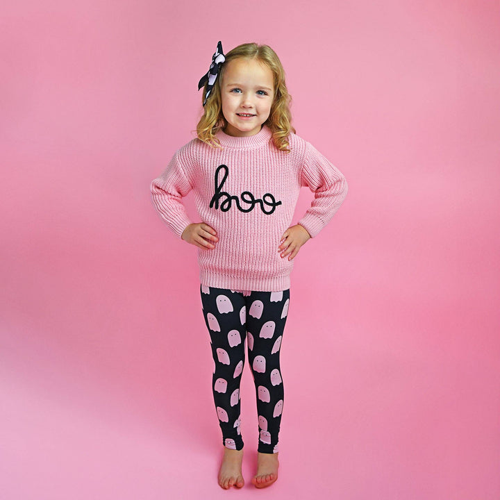 Suéter rosa Boo para Halloween para niños