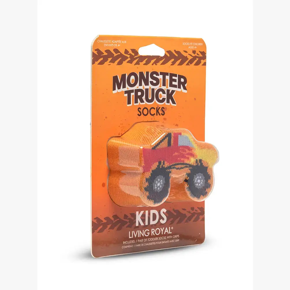 3D Packaged Crew Socks - Kids - Monster Truck - Orange