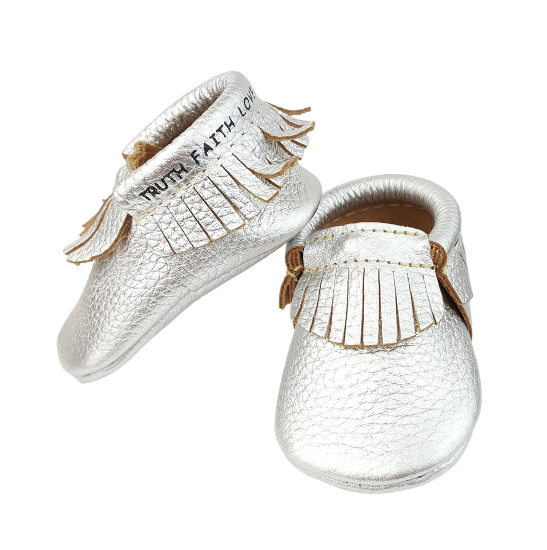 Bible Vere Soft Metallic Leather Baby Moccasins