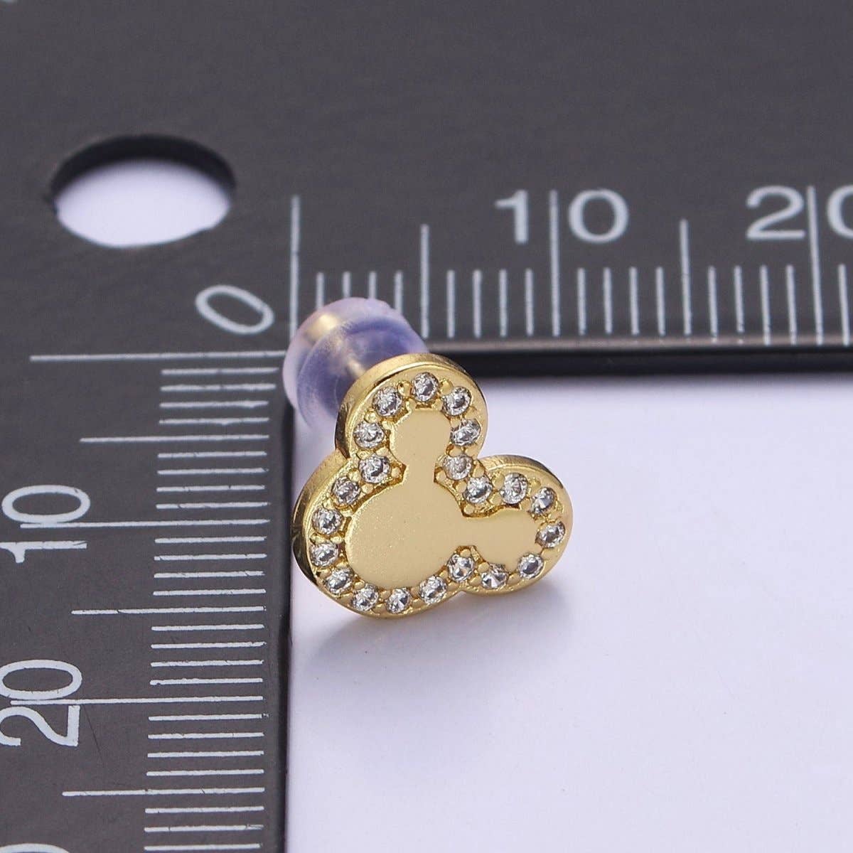 Gold Mickey Stud Earring V-163
