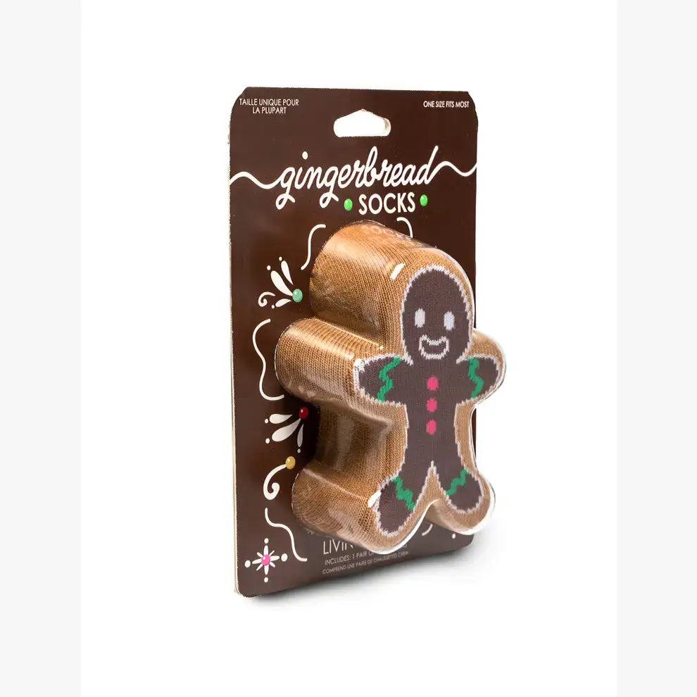 3D Packaged Crew Socks - Holiday - Gingerbread Man - Brown