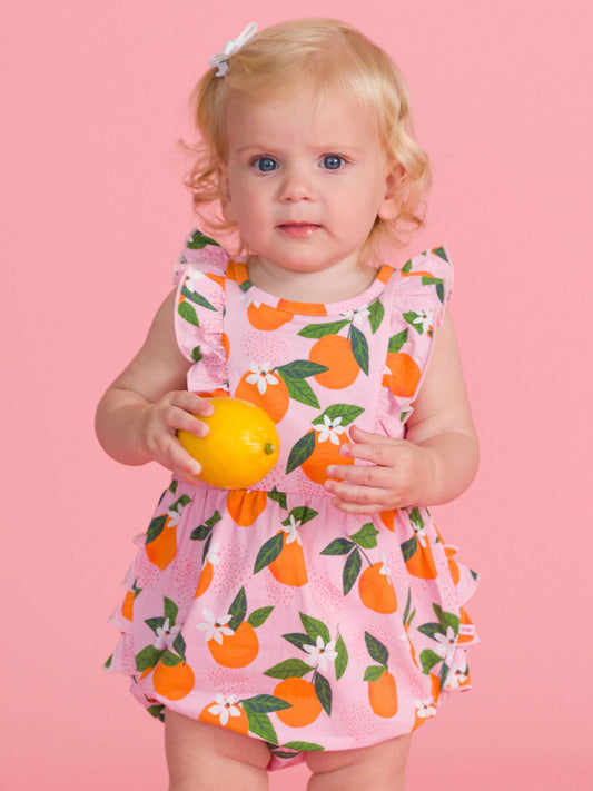 Baby Girls Orange You The Sweetest Tank Waterfall Romper