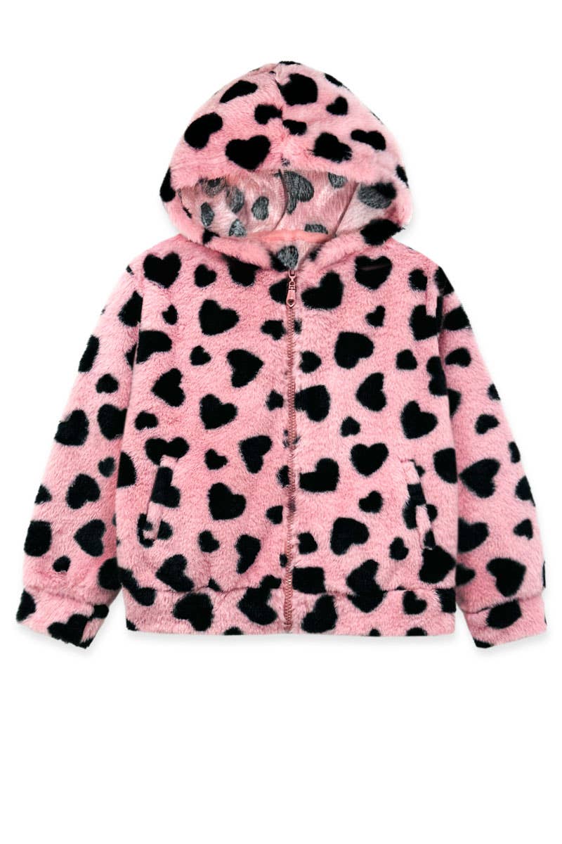 GFJ-K24-9040B Girl's Fur Heart Hoodie Jacket