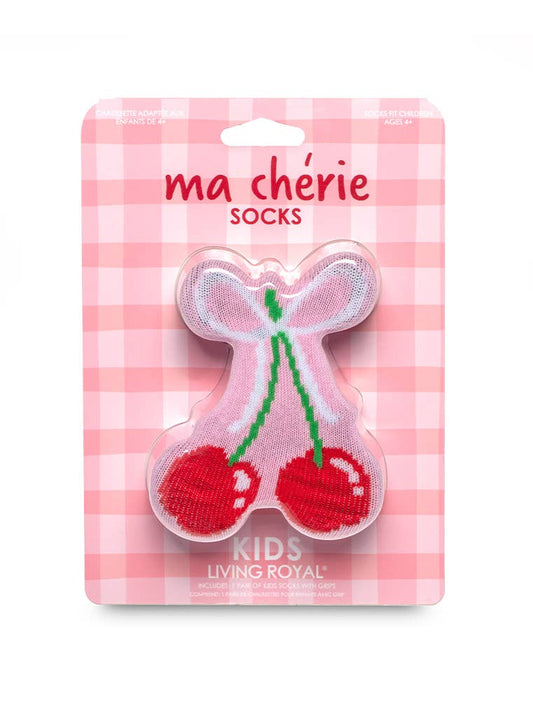 3D Packaged Crew Socks - Kids - Cherries Tied w/ Bow - Pink