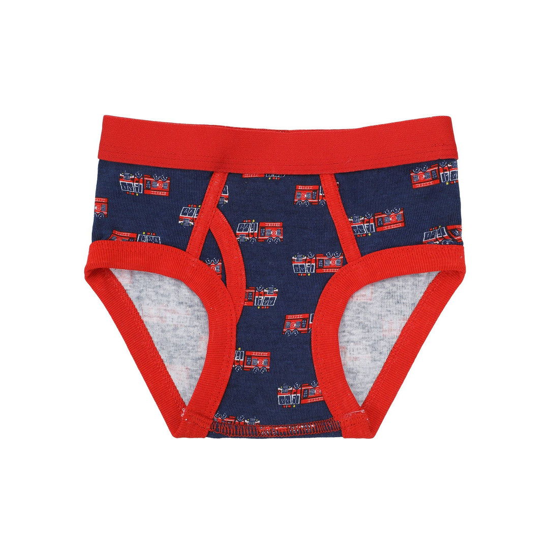 Firefighters and Fire Trucks Toddler Boys Cotton Briefs With Pouch (5 Pack)
