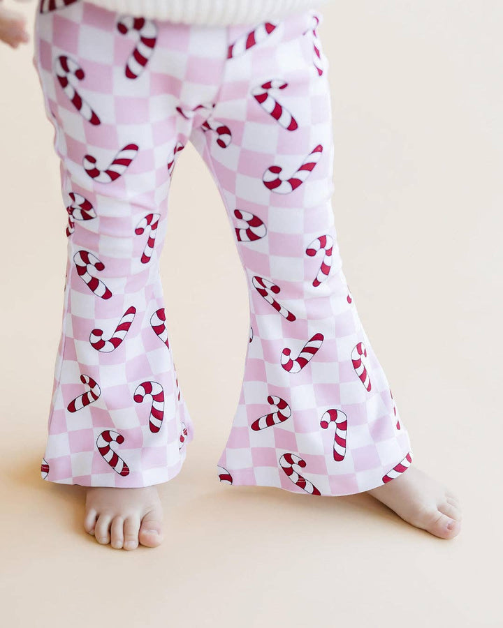 Christmas Candy Cane Kids &amp; Baby Flare Pants | Pink