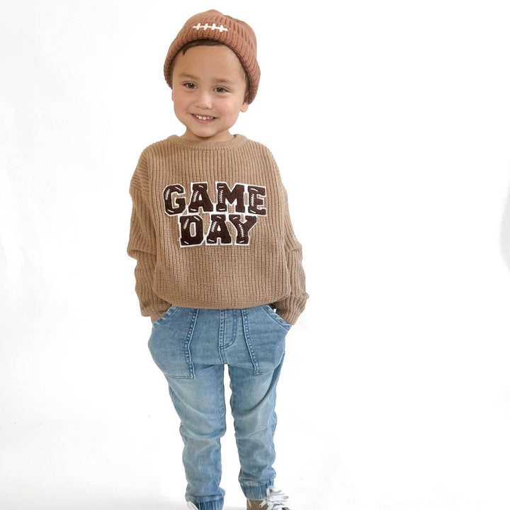 Football Lace Patch Beanie - Game Day - Hat -