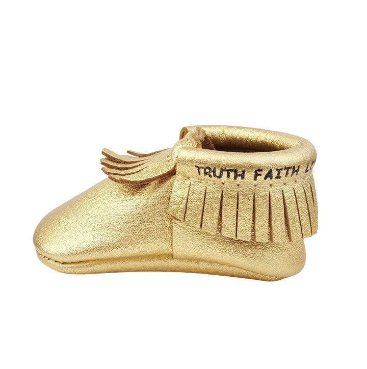 Bible Vere Soft Metallic Leather Baby Moccasins